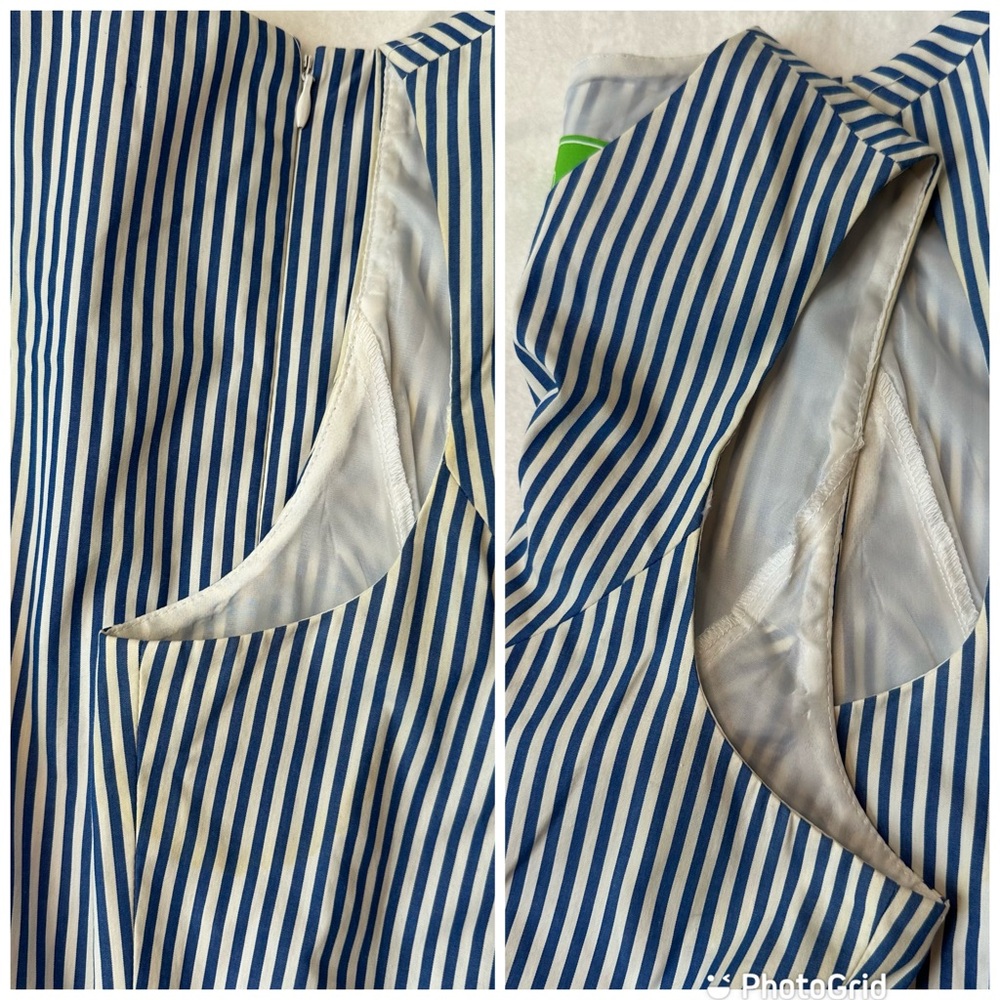 Pappagallo Blue White Fit & Flare Sleeveless Dress Nautical Preppy, size Medium - Picture 14 of 16